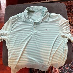 Vineyard Vines Green and White Stretch Golf Shirt - Medium